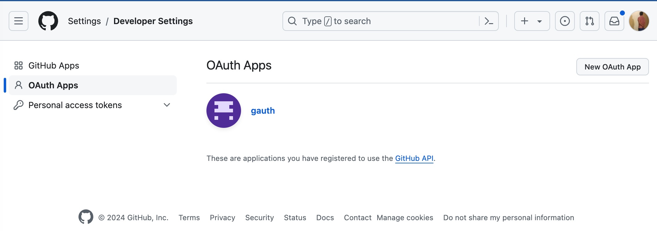 Github OAuth Page