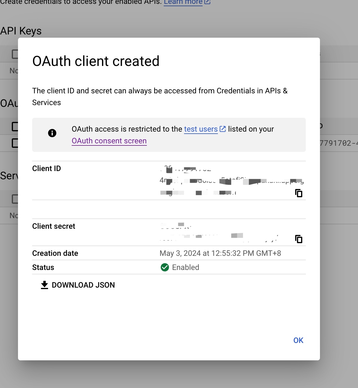 Google OAuth Client ID